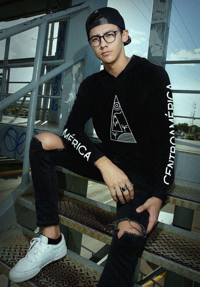 CENTROAMÉRICA Triangle Black Long Sleeve Fitted Crew