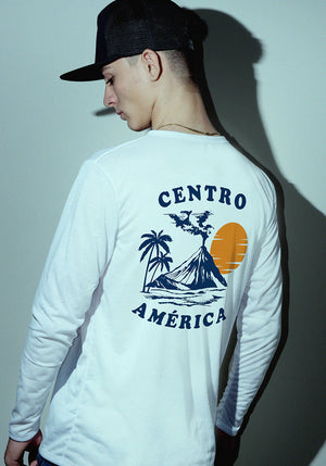 CENTROAMÉRICA Sunset White Long Sleeve Fitted Crew