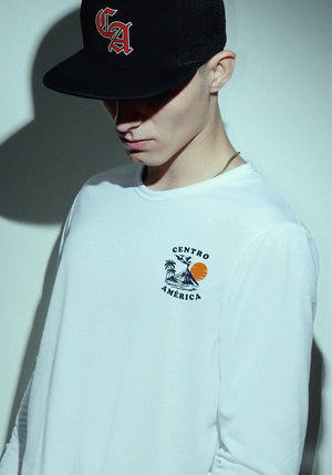 CENTROAMÉRICA Sunset White Long Sleeve Fitted Crew