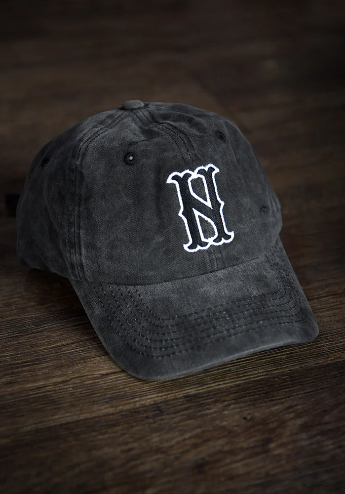 N Black Vintage Cotton Twill Cap